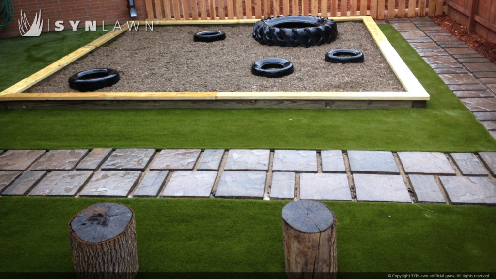 Backyard artificial grass installation from SYNLawn