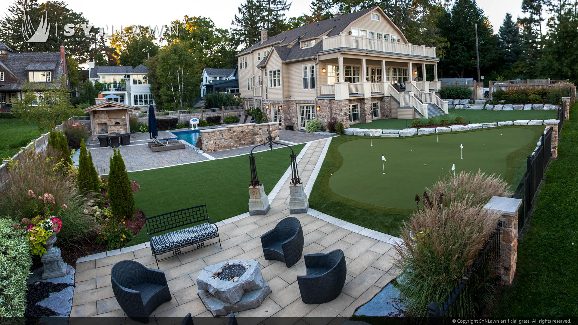 residential artificial grass lawn