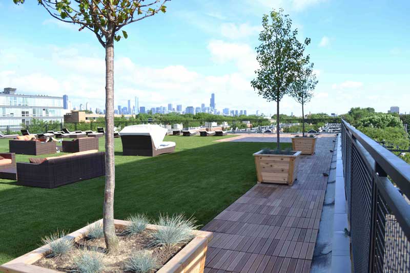 rooftop artificial grass patio designed by SYNLawn in North Carolina