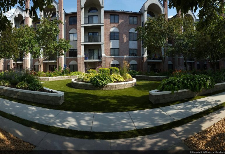 Artificial grass courtyard