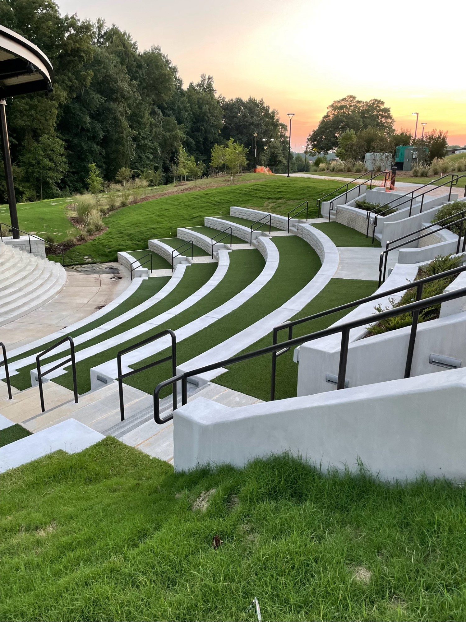 Artificial grass ampitheater steps