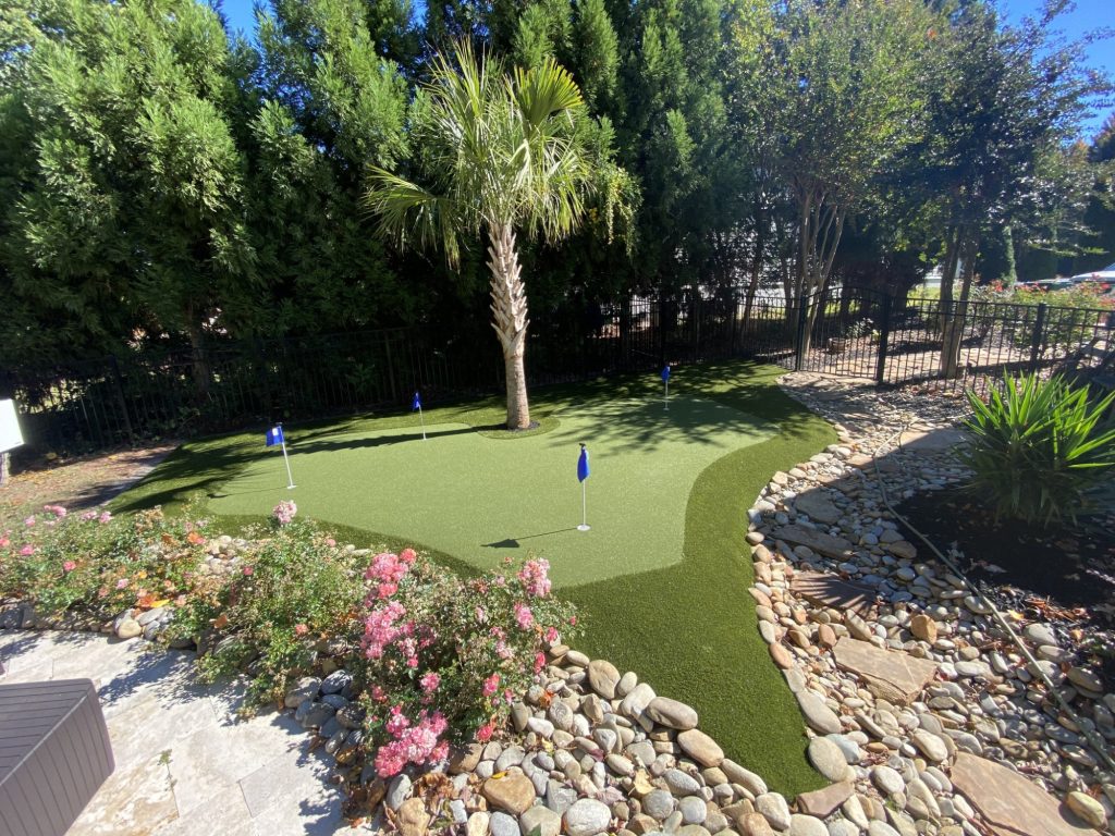 Artificial grass putting green installed by SYNLawn