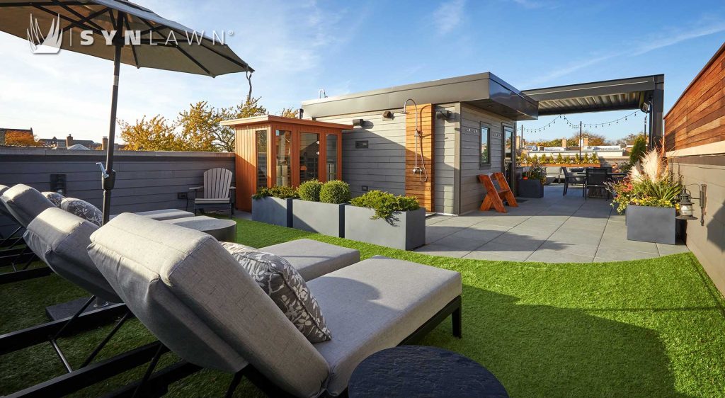 Artificial grass rooftop installation from SYNLawn North Carolina