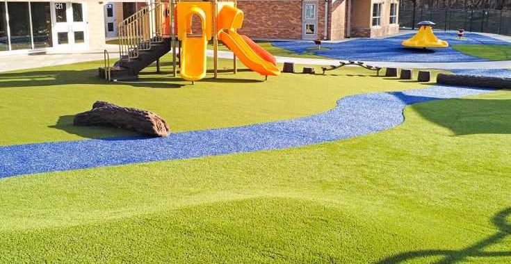Artificial grass playground installed by SYNLawn