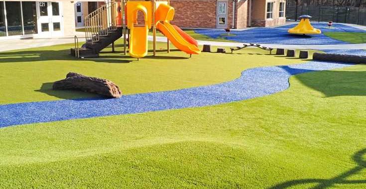 Commercial artificial grass playground installed by SYNLawn