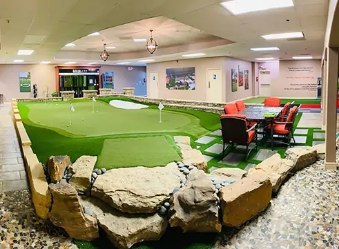 indoor putting green office environment